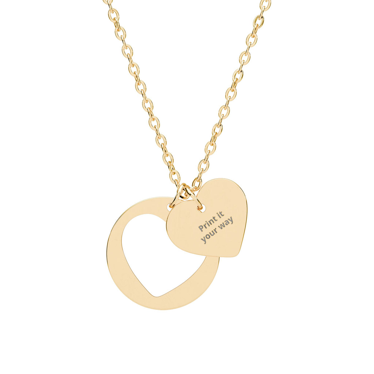 Engravable Heart Cutout Necklace — Personalized Initials Pendant (Sterling Silver / Rose Gold)