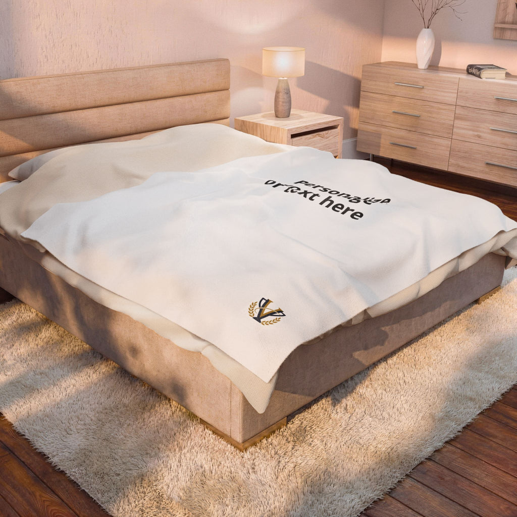 Personalized Velveteen Plush Blanket - Custom Photo & Text Print, Ultra-Soft Personalized Throw for Gifts & Home