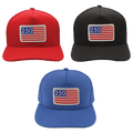 Stars and Stripes 250 DTF Transfer on Brimco 5-Panel Performance Hat (Choose red/black or blue)