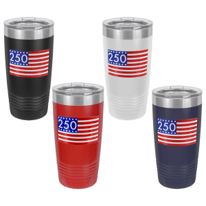 Stars and Stripes 250 UV DTF Sticker on 20 oz. Polar Camel Tumbler