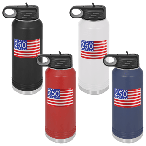 Stars and Stripes 250 UV DTF Sticker on 32 oz. Camel Water Bottle