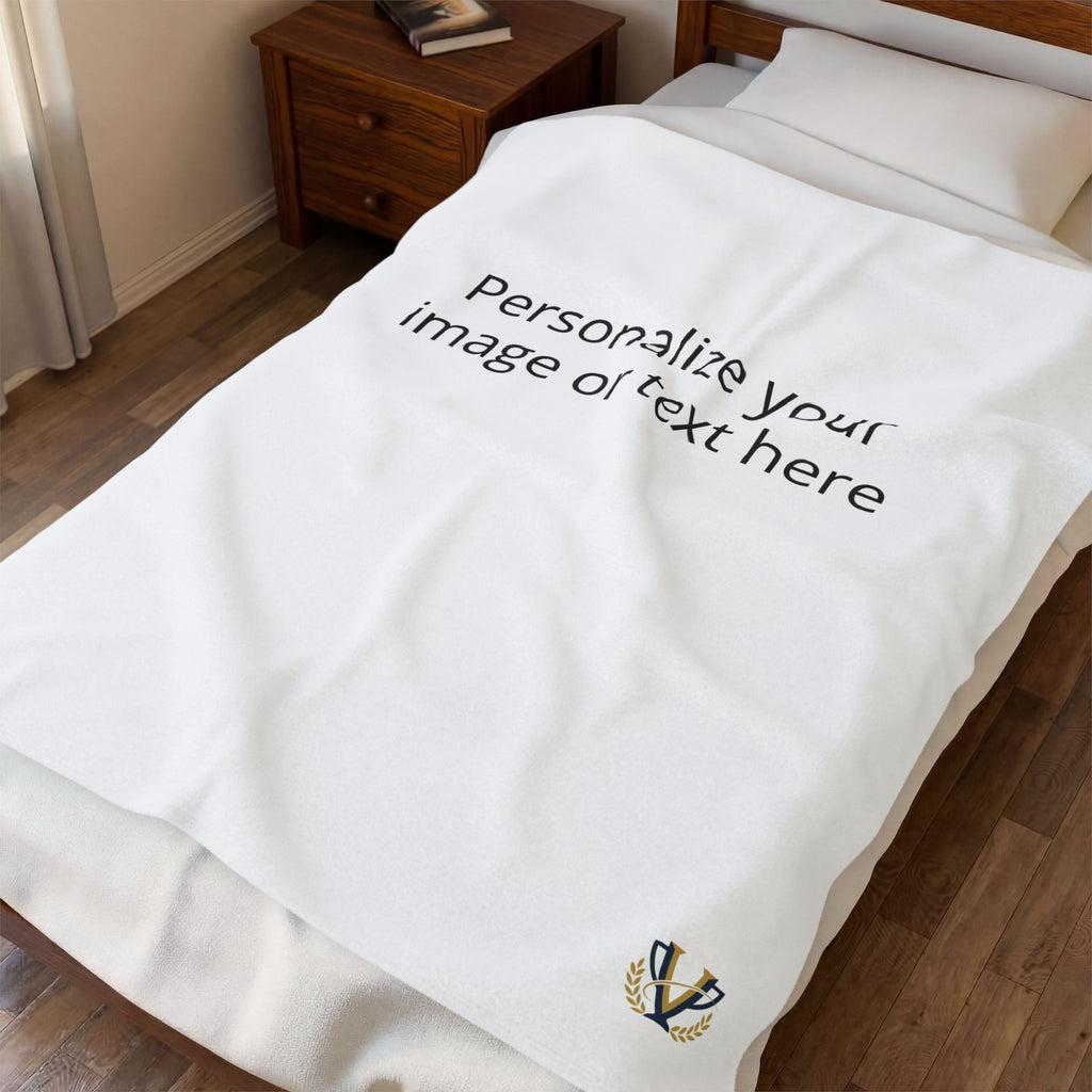 Personalized Velveteen Plush Blanket - Custom Photo & Text Print, Ultra-Soft Personalized Throw for Gifts & Home