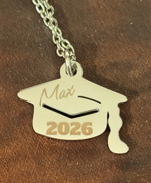 Graduation Cap Pendant Necklace (Silver or Gold - Choose 1 color)