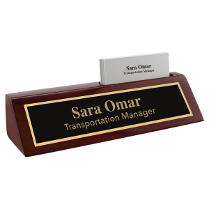 SKU: PNA48 - 8 1/2" Rosewood Piano Finish Desk Wedge with Business Card Holder