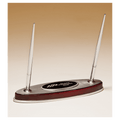 SKU: PS8111 - 6 1/2" x 7 3/8" Rosewood Piano Finish Pen Set with Silver Aluminum Accents