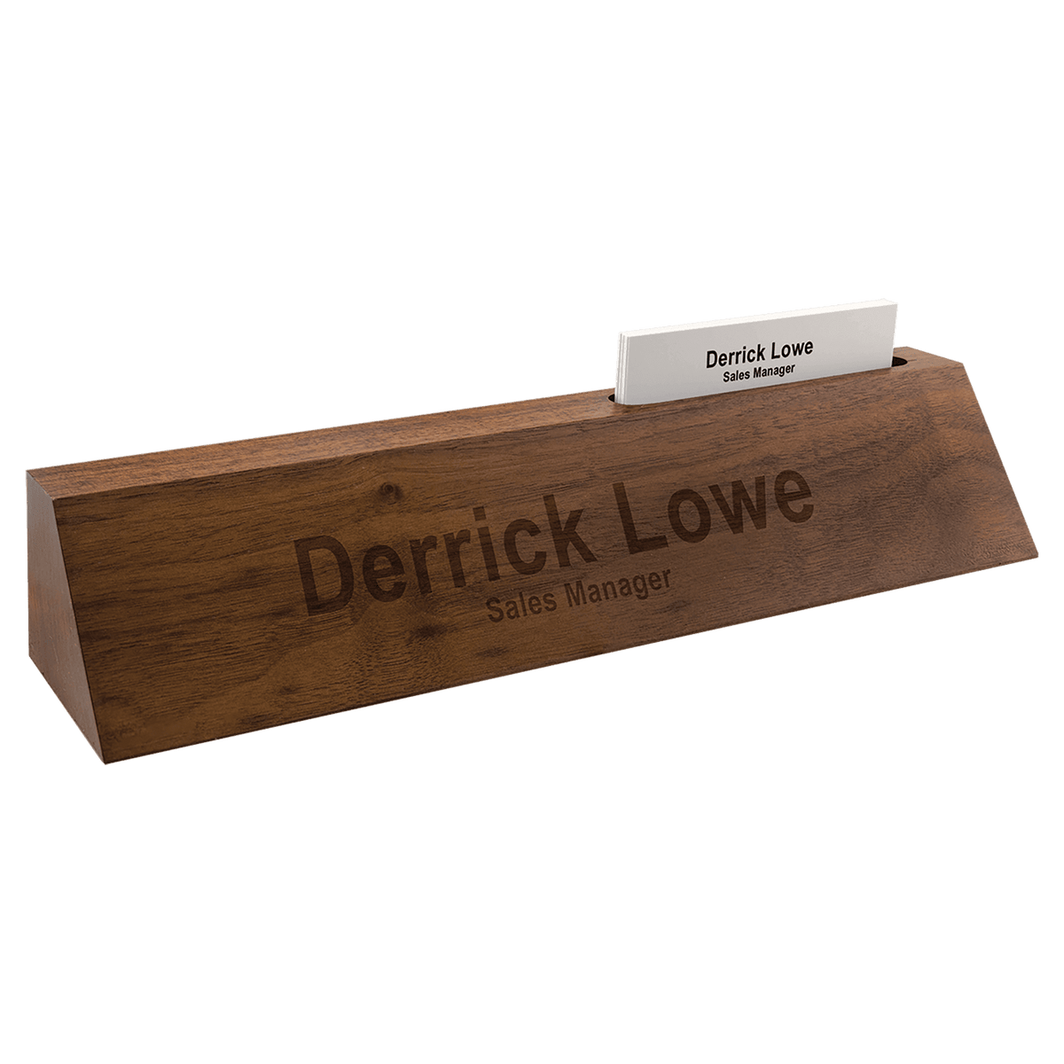 SKU: DS20 - 10" Genuine Walnut Desk Wedge with Business Card Holder