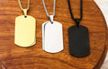 Dog Tag Box Chain Necklace (Silver, Gold or Black), 1 Total (Smaller than normal dog tag)