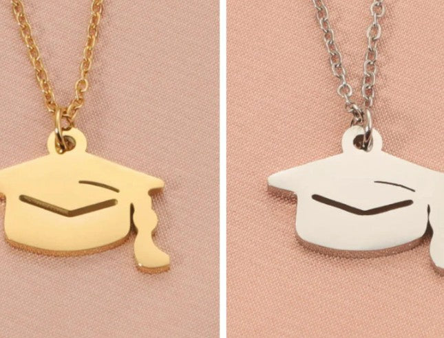 Graduation Cap Pendant Necklace (Silver or Gold - Choose 1 color)