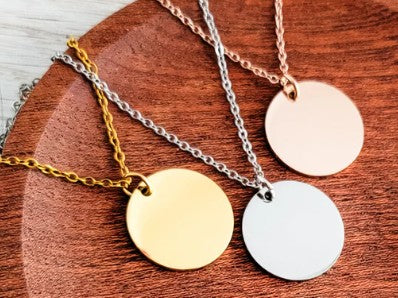 20mm Disc Necklace (Silver, Gold, or Rose Gold)